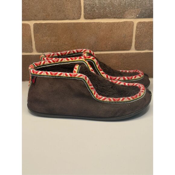 Woolrich Moccasin Slippers Women Size‎ 8.5-9.5 Brown Leather Shearling - Picture 1 of 11